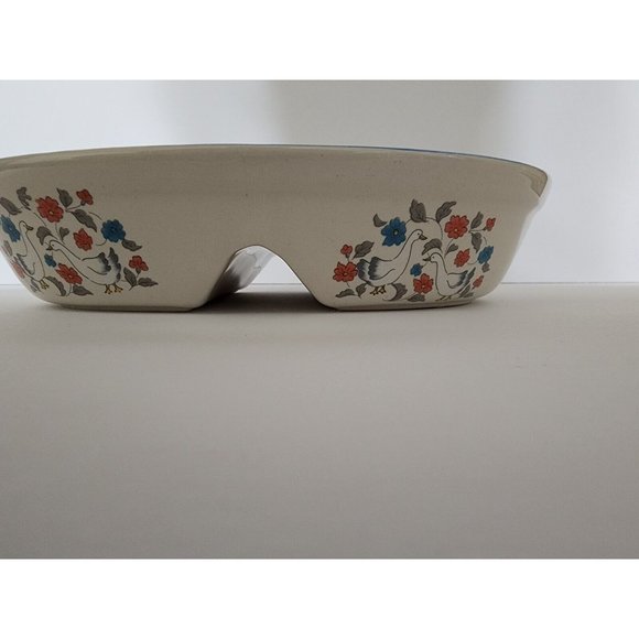Action China Country Classics Stoneware FLORAL DUCK GOOSE DIVIDED DISH - Picture 2 of 9